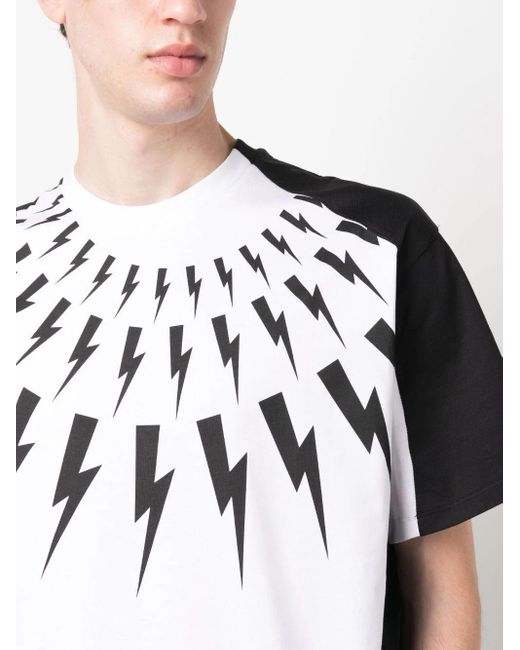 T-shirt con stampa Lightning Bolt di Neil Barrett in White da Uomo