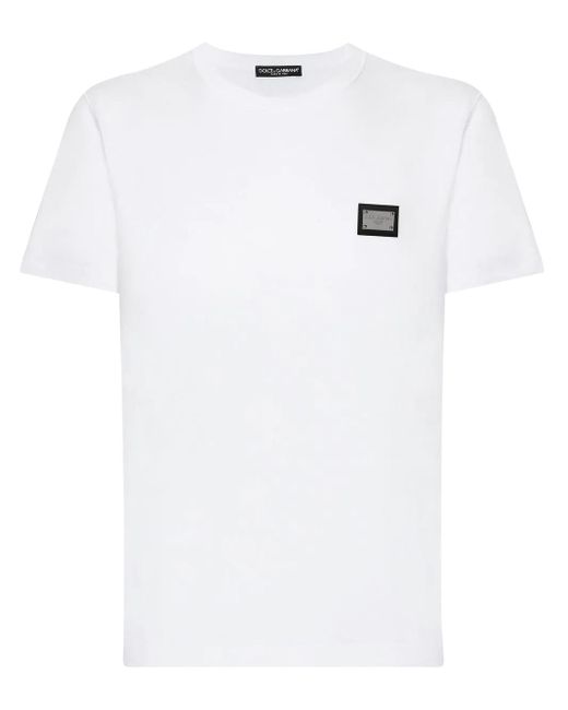 Dolce & Gabbana White Logo-plaque Short-sleeve T-shirt for men