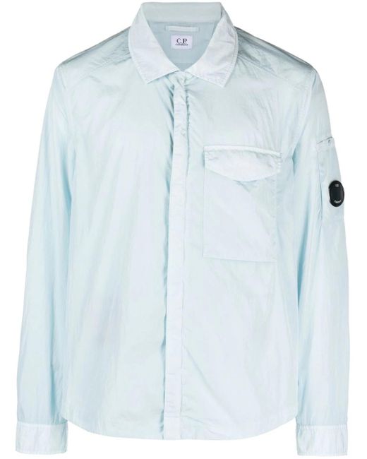C P Company Blue Chrome-r Lens-detail Shirt Jacket for men