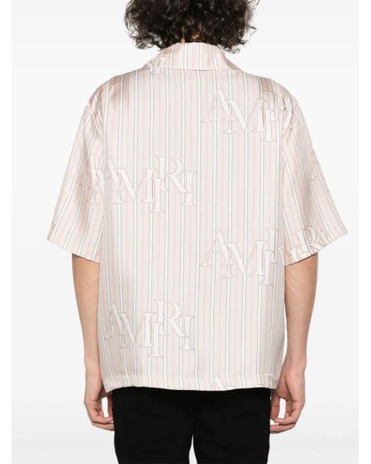 Amiri White Logo-print Striped Shirt for men
