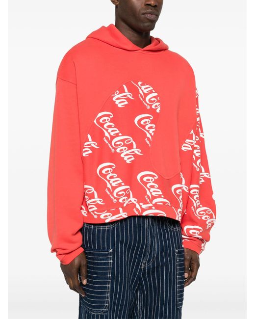 ERL Red X Coca Cola Swirl Hoodie for men