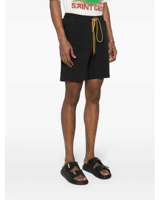 Rhude Black Logo-embroidered Piqué Shorts for men