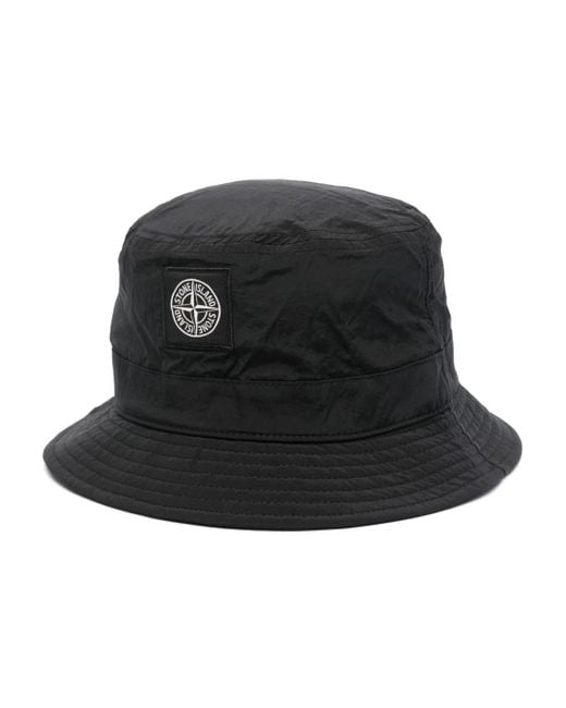 Cappello bucket con applicazione Compass di Stone Island in Black da Uomo