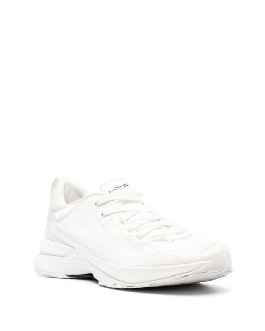 Lanvin White Logo-detail Mesh Sneakers for men
