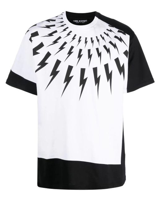 T-shirt con stampa Lightning Bolt di Neil Barrett in White da Uomo