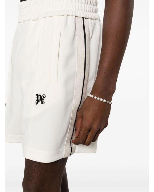 Shorts sportivo con monogram di Palm Angels in White da Uomo