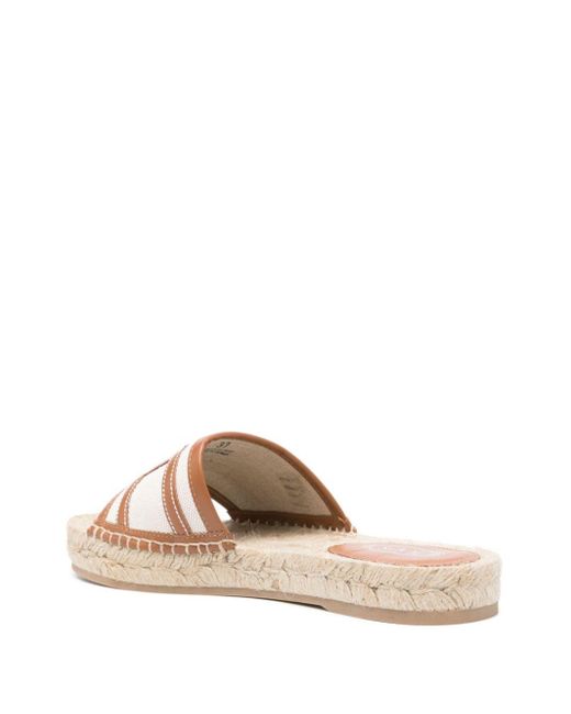 Tod's Pink Rafia And Leather Flat Sandals