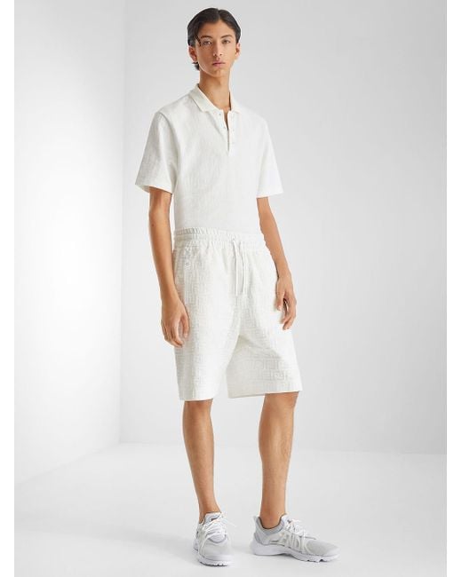 Fendi White Pantaloni Corti In Cotone Ff Bianco for men