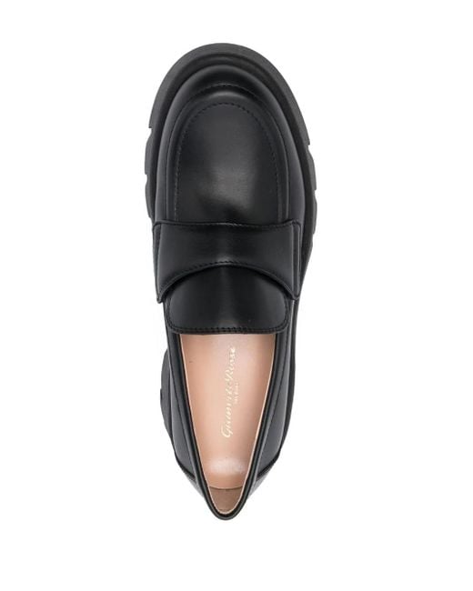 Gianvito Rossi Black 75mm Chunky Leather Loafers