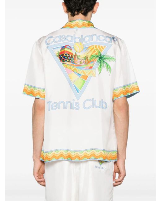Casablancabrand White Camicia Afro Cubism Tennis Club for men