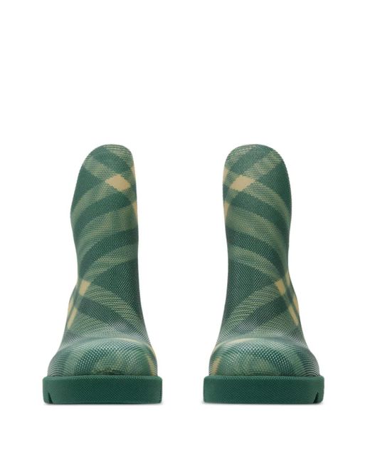 Burberry Green Check Rubber Marsh Heel Boots 65