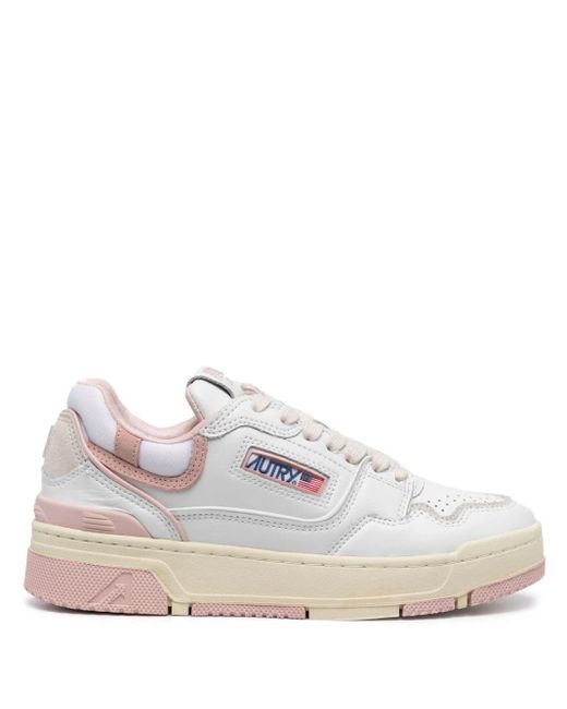 Autry Clc Sneakers In White And Pink Leather