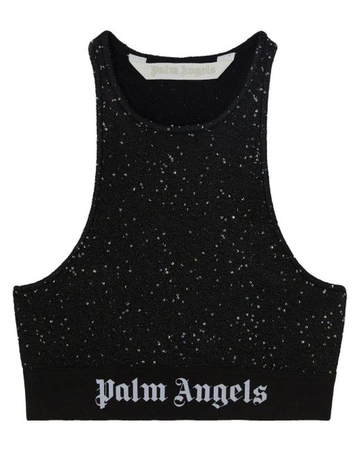 Palm Angels Black Soiree Knit Logo Top