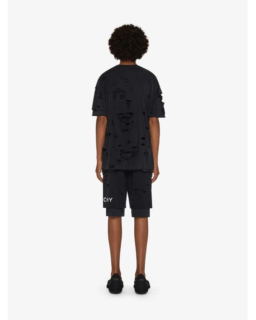 Givenchy Black Archetype Oversized T-shirt With Destroyed Effect for men