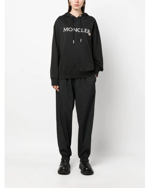 Moncler Black Embroidered-logo Cotton Hoodie