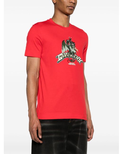 Givenchy Red T-shirt Con Stampa Dragon for men