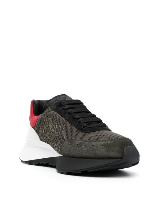 Alexander McQueen Gray Logo-embroidered Lace-up Sneakers for men