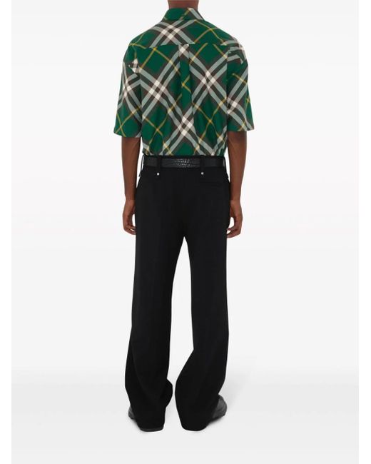 Burberry Green Camicia In Cotone Check for men