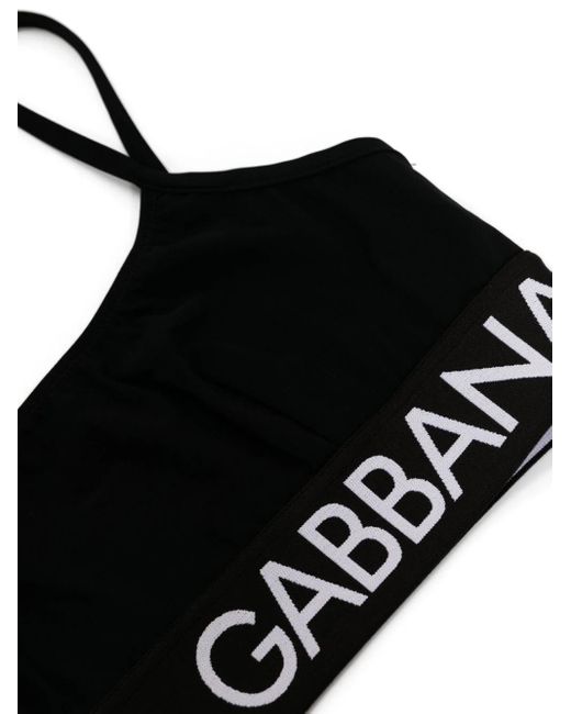 Bikini stile bralette con banda logo di Dolce & Gabbana in Black