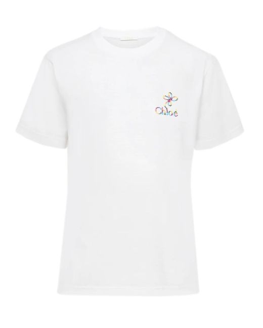 Chloé White T-shirt Ricamata