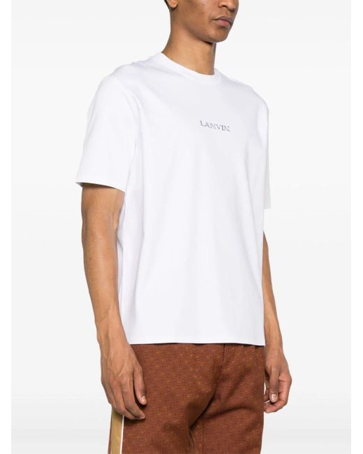 T-shirt classica unisex con logo avanti di Lanvin in White