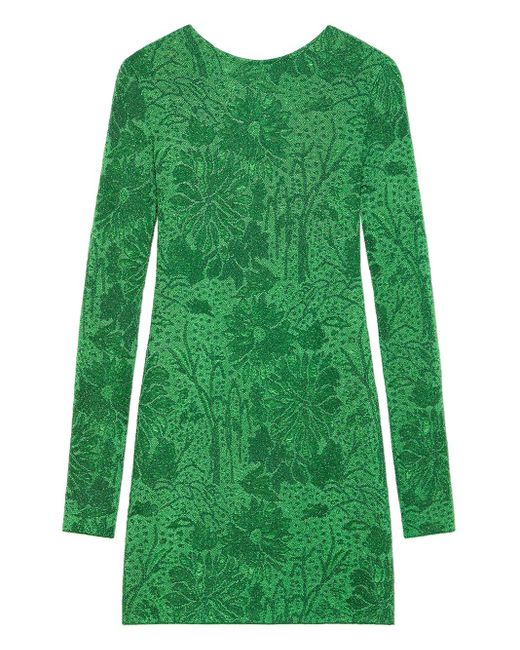Givenchy Green Abito In Lurex E Jacquard Floreale