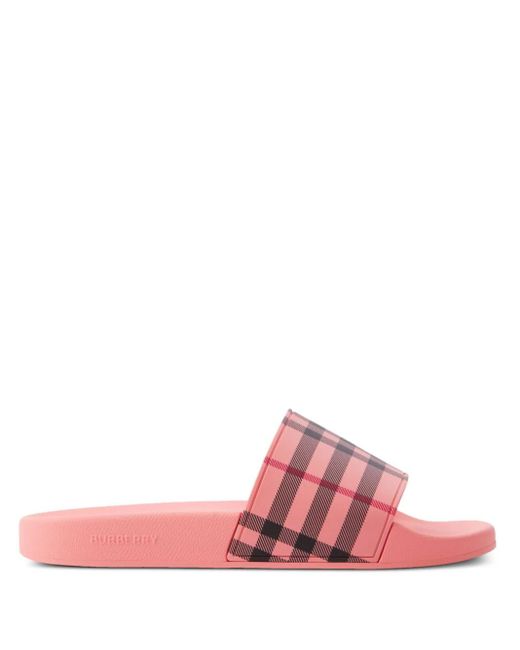 Burberry Pink Check Slides