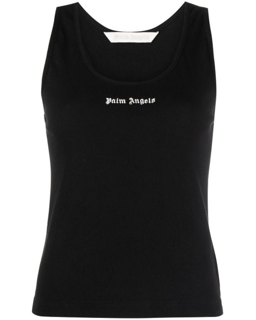 Palm Angels Black Top With Olympic Neckline