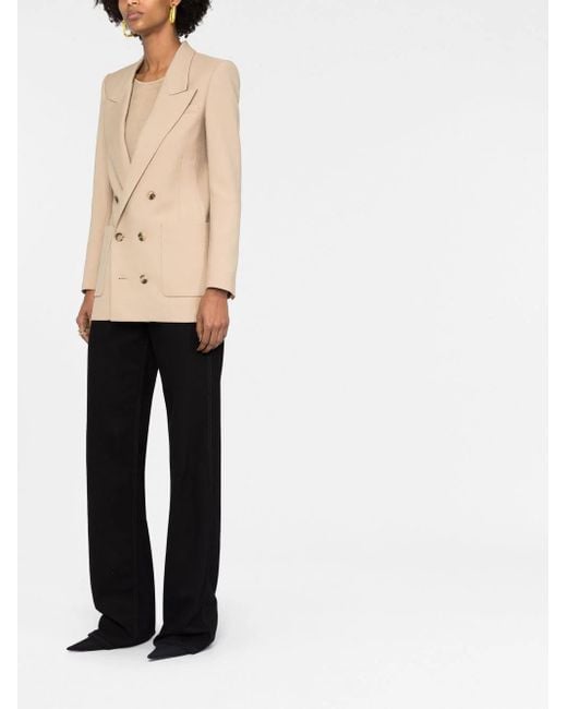 Saint Laurent Natural Double-breasted Wool Blazer