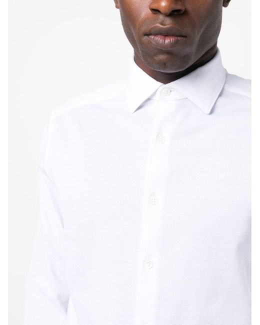 Zegna White Long-sleeve Cotton Shirt for men