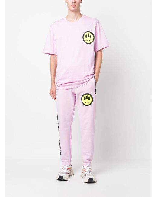 Barrow Pink Logo-print Cotton Track Pants for men