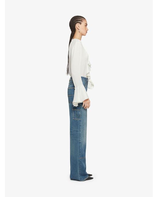 Givenchy Blue Jeans Oversize In Denim Con Applicazioni
