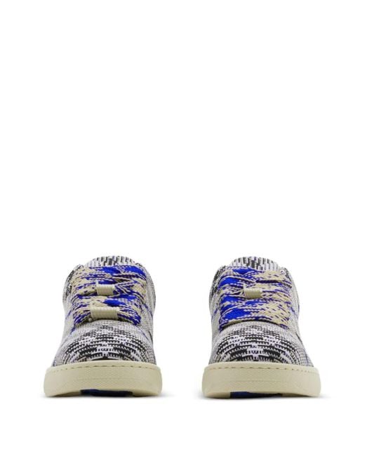Burberry Blue Check Knit Box Sneakers