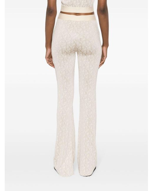 Palm Angels Natural Flared Trousers With Medium Rise