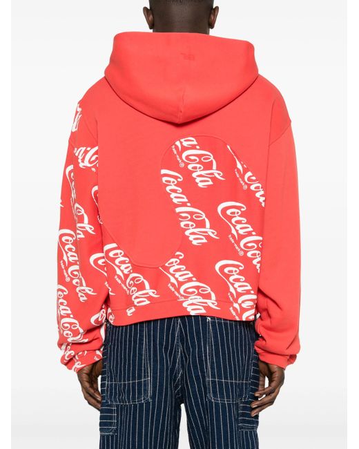 ERL Red X Coca Cola Swirl Hoodie for men