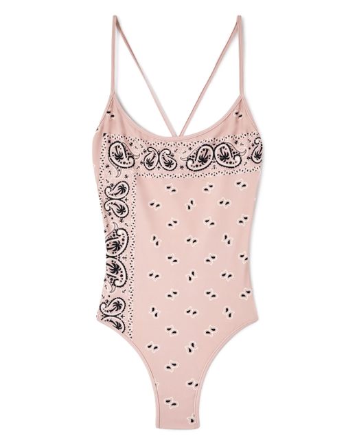 Palm Angels Pink Paisley-print Criss-cross Swimsuit
