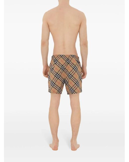 Burberry Gray Check Swim Shorts for men