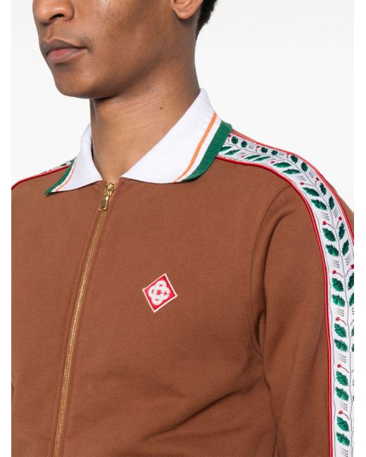 Casablancabrand Brown Moto Sport Laurel Zip-up Sweatshirt for men