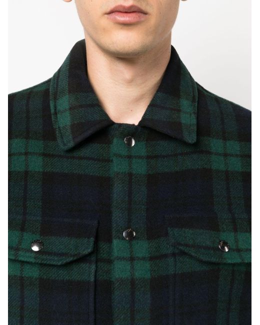 Giacca a camicia con pettorina interna imbottita removibile con cappuccio di Woolrich in Green da Uomo