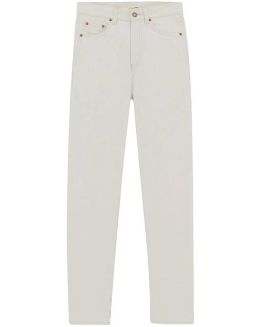 Saint Laurent White Jeans Slim Fit In Denim Bianco Gesso