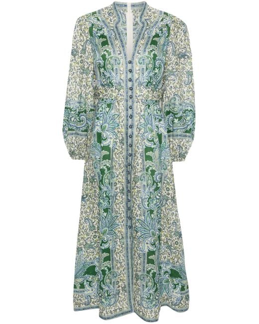 Zimmermann Green Ottie Floral-print Maxi Dress