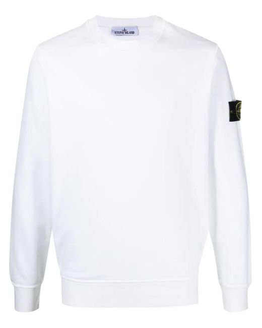 Stone Island White Crewneck Sweatshirt for men