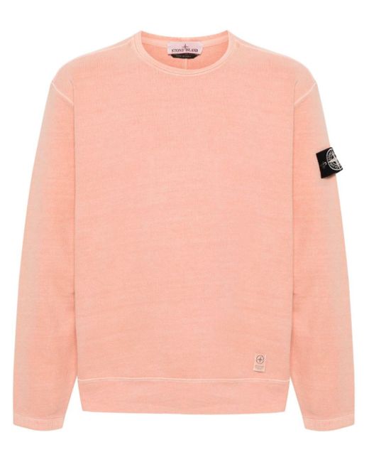 Stone Island Pink Logo-appliquéd Cotton-jersey Sweatshirt for men