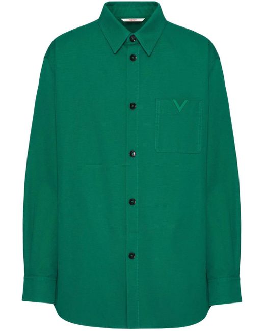 Valentino Garavani Green Giacca Camicia Con V Detail Gommata for men