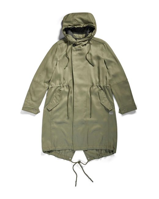 G-Star Green Fluid Fishtail Hooded Parka