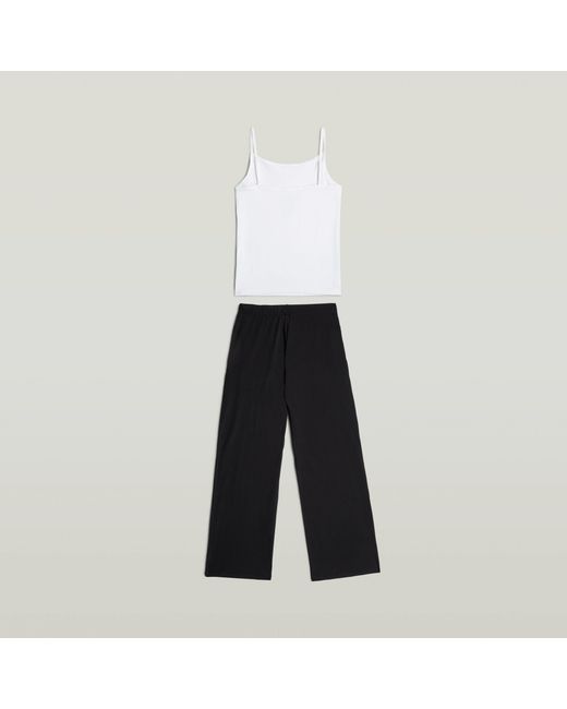 G-Star White Cami And Wide Leg Pant Pajamas Set