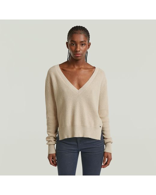 Pull Boxy V-Neck G-Star en coloris Natural