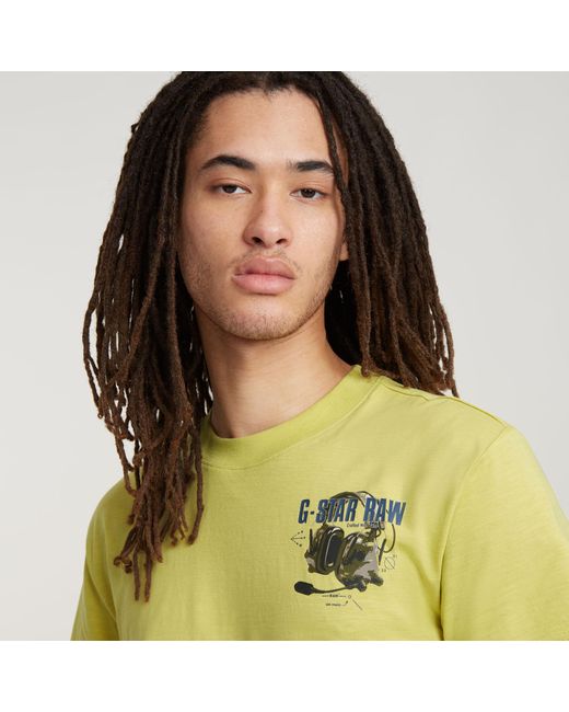 G-Star RAW Headphones Back Graphic T-Shirt in Green für Herren
