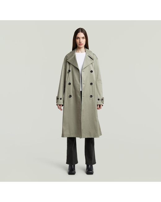 G-Star High Trenchcoat in het Green