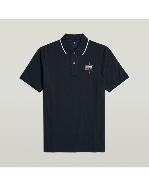 G-Star RAW Chest Logo Striped Poloshirt in Blue für Herren